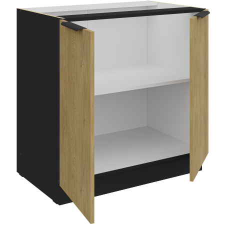 Szafka dolna 80 cm 2-drzwiowa CREMA dąb cremona / czarny mat 80 D 2F BB